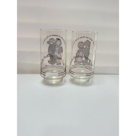 VTG Holly Hobbie Coca Cola "Happy Talk" Glasses Limited Edition Set of 2 1970s - Picture 2 of 2